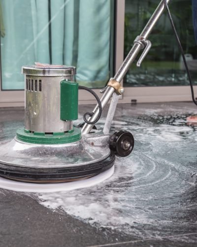 Floor cleaning with big machine